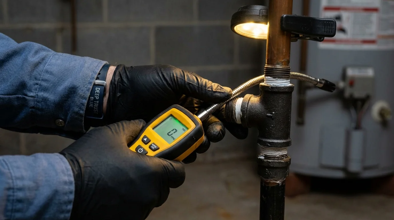 Gas leak detection with electronic sniffer by Johns Plumbing LLC in Othello