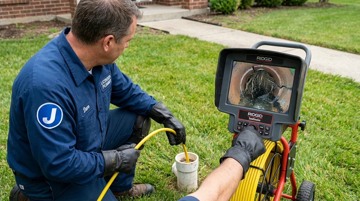 Sewer camera inspection being performed by Johns Plumbing LLC in Othello