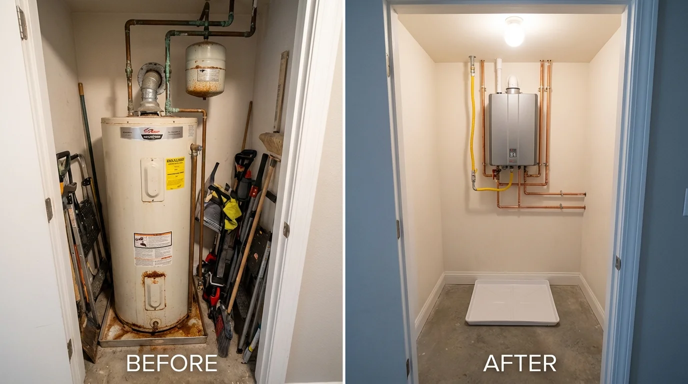 Tank water heater versus wall-mounted tankless unit comparison for Othello, WA homeowners