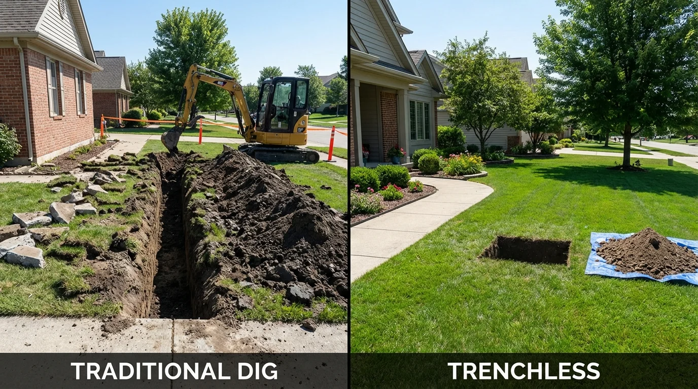 Trenchless sewer repair with minimal yard damage versus traditional excavation in Othello, WA